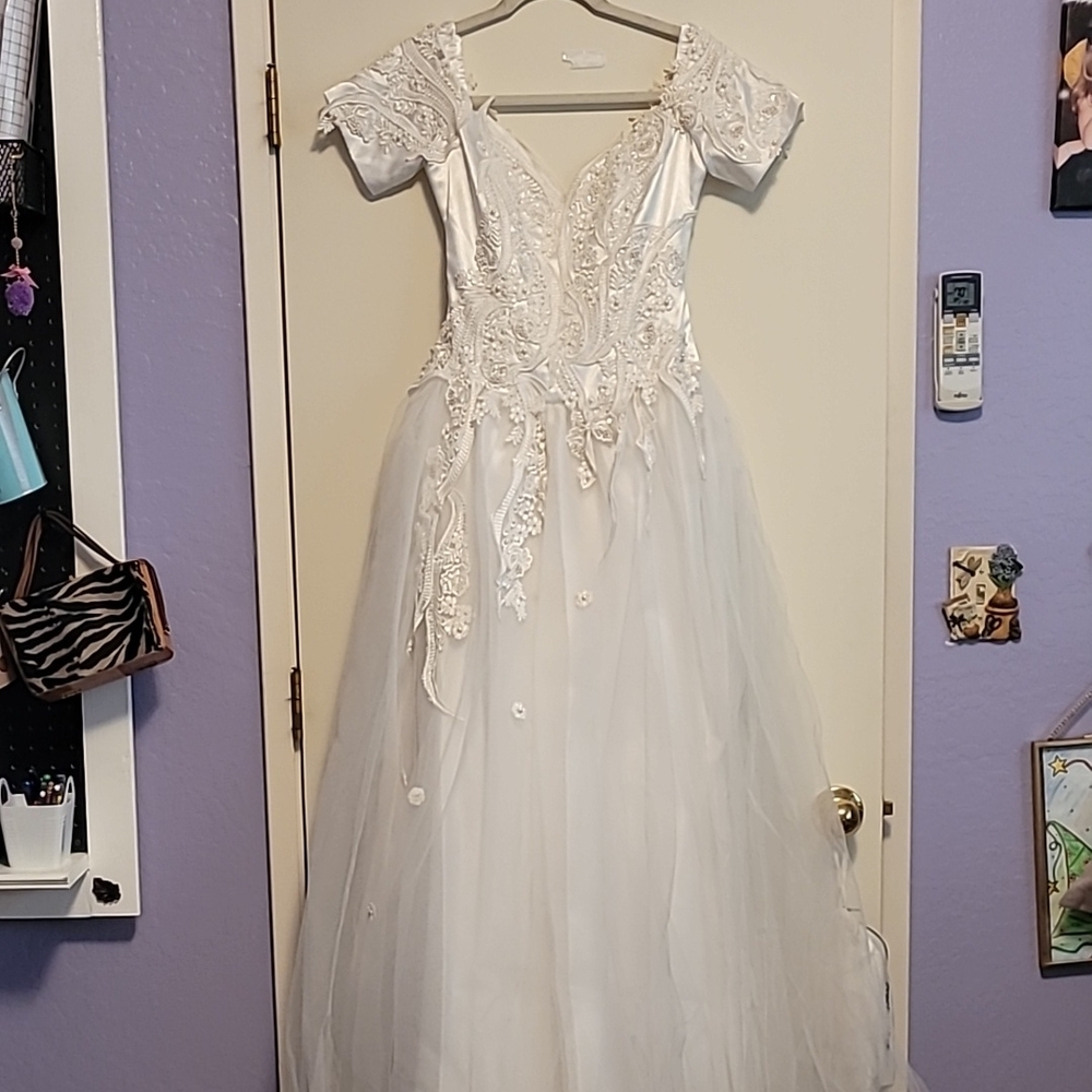 White Wedding Gown, off shoulder
